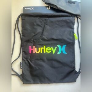 Hurley Black Drawstring Bag with Multicolor Logo